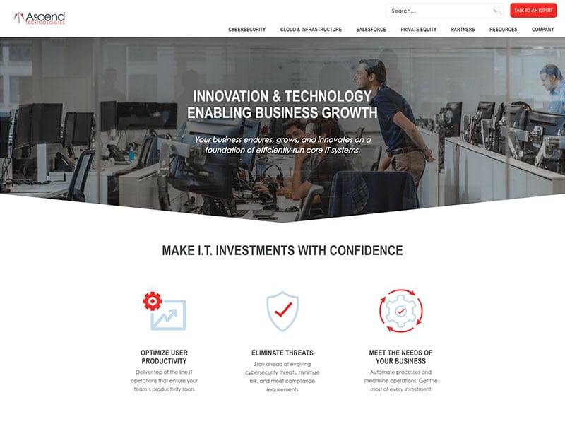 Peters & Associates/Ascend Technologies Website Homepage