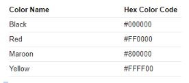 hex code for colors